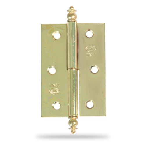 Amig - 2er Pack Möbel-Scharniere - Linksöffnung - Messingbeschichtetes Stahl - 60 x 41 x 1,2 mm - Abnehmbar, quadratische Kante und ohne Abschluss von Amig
