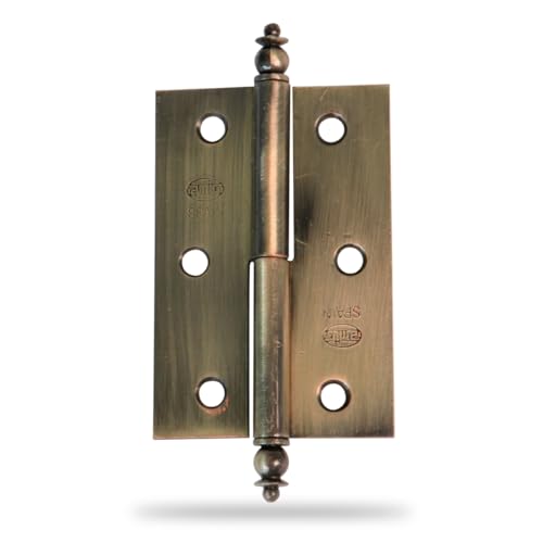 Amig - 2er Pack Möbel-Scharniere - Linksöffnung - Messingbeschichtetes Stahl - 70 x 43 x 1,2 mm - Abnehmbar, quadratische Kante und ohne Abschluss von Amig