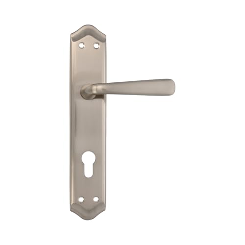 Amig - 2er Set Türgriffe mit 85 mm Mundstück | Messing | matt verchromt | Türgriffe für Innentüren von Durchgang und Eingang | 256 x 48 mm | Vierkant 8 mm | inkl. Schrauben Amig - 2er Set Türgriffe mit 85 mm Mundstück | Messing | matt verchromt | Türgriffe für Innentüren von Durchgang und Eingang | 256 x 48 mm | Vierkant 8 mm | inkl. Schrauben von Amig