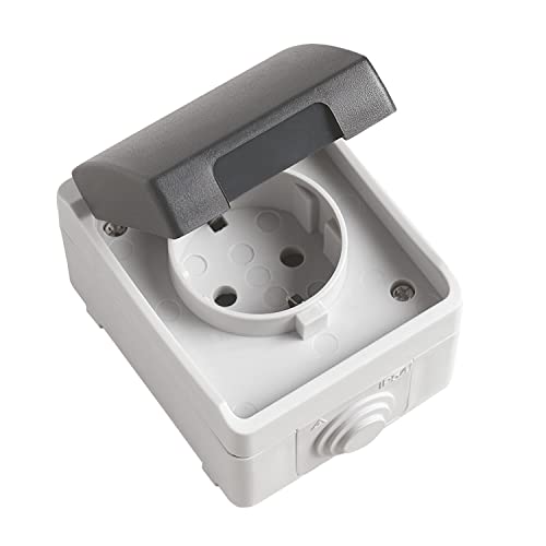 Amig 3600 - Wasserdichte Schuko-Basis, 16 A, 230 V, Grau von Amig