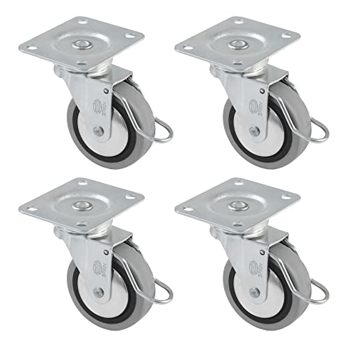 Amig - 4 Stück Möbelrollen Modell 2503 | mit Bremse | Mit Platte und Kugellager | Maße: Ø 60 mm | Maximale Traglast pro Rad 25 kg | Hergestellt aus Gummi | Farbe Grau Amig - 4 Stück Möbelrollen Modell 2503 | mit Bremse | Mit Platte und Kugellager | Maße: Ø 60 mm | Maximale Traglast pro Rad 25 kg | Hergestellt aus Gummi | Farbe Grau von Amig