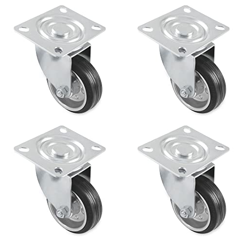 Amig - 4 Stück Industrie Lastenrollen Modell 2522 | mit Platte und Kugellager | Maße: Ø 125 mm | Tragkraft pro Rad 120 kg | aus Gummi | Farbe schwarz | ohne Bremse Amig - 4 Stück Industrie Lastenrollen Modell 2522 | mit Platte und Kugellager | Maße: Ø 125 mm | Tragkraft pro Rad 120 kg | aus Gummi | Farbe schwarz | ohne Bremse von Amig