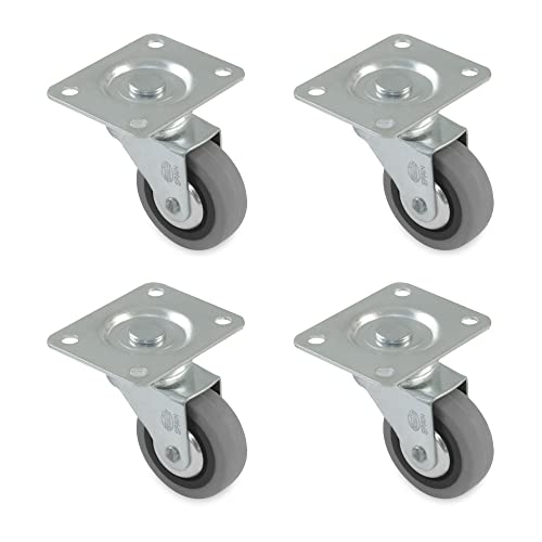 Amig - 4er-Pack Möbelrollen Modell 2502, mit Platte und Kugellagern, Maße: 60 mm, maximale Belastung pro Rolle: 35 kg, hergestellt aus Gummi, grau, ohne Bremse Amig - 4er-Pack Möbelrollen Modell 2502, mit Platte und Kugellagern, Maße: 60 mm, maximale Belastung pro Rolle: 35 kg, hergestellt aus Gummi, grau, ohne Bremse von Amig
