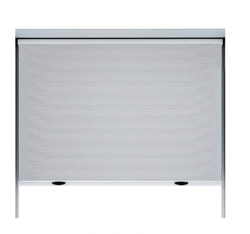 Amig - Aufrollbares Moskitonetz für Fenster | Weißes Aluminium und graues Glasfasernetz | Einfache Installation | Insektenschutz | 120 x 120 cm | Langlebig und atmungsaktiv von Amig
