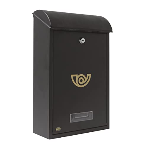 Amig 10429 - Außenbriefkasten Modell 2, aus Stahl, Farbe Schwarz, Maße 40 x 25 x 10 cm, DIN-A4-Papierformat Amig 10429 - Außenbriefkasten Modell 2, aus Stahl, Farbe Schwarz, Maße 40 x 25 x 10 cm, DIN-A4-Papierformat von Amig