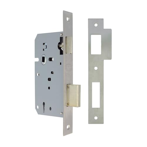 Amig - Einsteckschloss | 60/68mm Einlass | Schloss für Holztüren | Mit Gorja-Schlüssel am quadratischen Rand | Leerer Schlüssel | Mattierter Edelstahl Amig - Einsteckschloss | 60/68mm Einlass | Schloss für Holztüren | Mit Gorja-Schlüssel am quadratischen Rand | Leerer Schlüssel | Mattierter Edelstahl von Amig