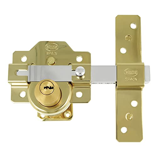 Amig - Einsteckschloss für Türen mit Zylinder hoher Sicherheit außen und innen aus Stahl | 105 x 170 mm, Zylinder 50 mm - Gold | Anti-Bumping | Anti-Bohren von Amig