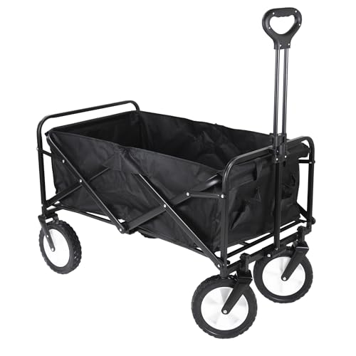 Amig - Faltbarer Gartenwagen Strandwagen mit wasserdichtem Oxford-Gewebe Farbe Schwarz 20 cm Durchmesser 360º Räder Maximale Tragkraft 100 kg von Amig