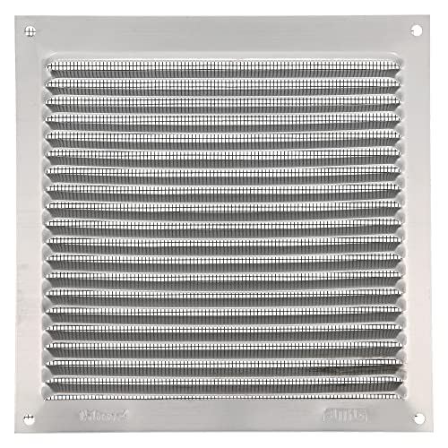 Amig - Quadratisches Lüftungsgitter aus Aluminium mit Moskitonetz | Lüftungsgitter für Luftauslässe | Ideal für Decken | Maße : 170 x 170 mm | Farbe: Silber von Amig