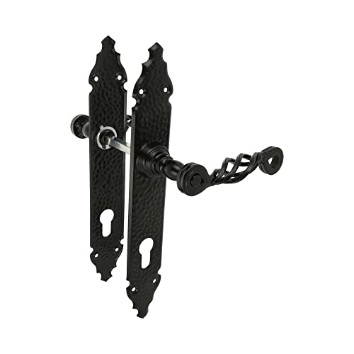 Amig - Türgriff Set mit gehämmerter Platte | Ideal für Innentüren | Korrosionsbeständig | Einfache Installation | Perfekt für rustikale Wohnkultur, Schwarz, Mod. PB90, Stahlplatte Zamak Amig - Türgriff Set mit gehämmerter Platte | Ideal für Innentüren | Korrosionsbeständig | Einfache Installation | Perfekt für rustikale Wohnkultur, Schwarz, Mod. PB90, Stahlplatte Zamak von Amig