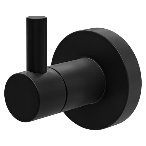 Amig - Handtuchhaken Mod. Gorliz-5 | Handtuchhaken Mit Schrauben inklusive | 46 x 55 x 52 mm | Edelstahl und Zamak | Matt Schwarz von Amig