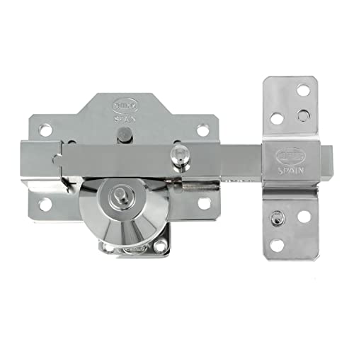 Amig - Hochsicherheitsriegel Modell 3 PLUS | Stahl in Silberfinish | Bohrschutz und Bumpingschutz | Inklusive 5 codierte Schlüssel und Eigentumskarte | 90 x 154 mm von Amig