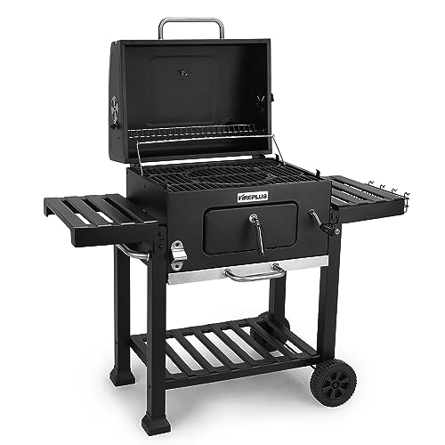 Amig - Holzkohlegrill, Fireplus Tragbarer Barbacue | Grill mit Rädern und Seitenablagen | Belüftungssystem und Aschebehälter | Stahlgrill 57 x 42 cm | Maße: 116,5 x 13,1 x 56 cm von Amig