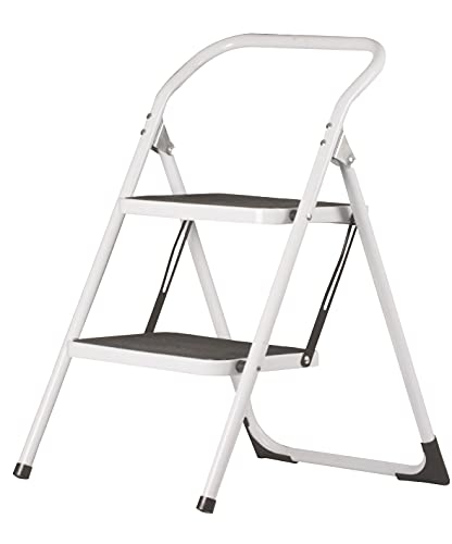 Amig - Kleine Leiter mit 2 Stufen | Faltbarer Hocker | Maße: 77 x 59 x 48 cm | Hocker mit Zwei Rutschfesten Stufen | Maximales Gewicht 150 kg | Stahl | Weiß und Schwarz Amig - Kleine Leiter mit 2 Stufen | Faltbarer Hocker | Maße: 77 x 59 x 48 cm | Hocker mit Zwei Rutschfesten Stufen | Maximales Gewicht 150 kg | Stahl | Weiß und Schwarz von Amig