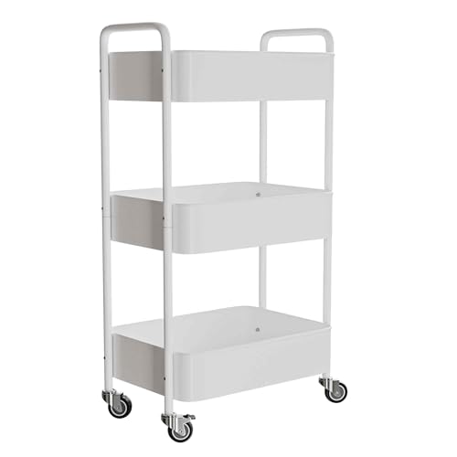 Amig – Küchenwagen mit 3 Ebenen und Rollen, Modell Linn – Zusätzliche Stahlablage – Weiß – Multifunktionswagen für Küche, Bad oder Büro – 40,5 x 28 x 76 cm Amig – Küchenwagen mit 3 Ebenen und Rollen, Modell Linn – Zusätzliche Stahlablage – Weiß – Multifunktionswagen für Küche, Bad oder Büro – 40,5 x 28 x 76 cm von Amig