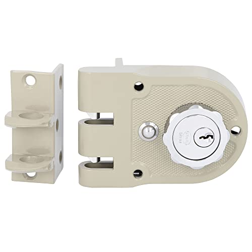 Amig - Links Überspannschloss mit Verschlusshebel, Zunge und Griff für Holztüren Mod. 1396 | 60 mm | Riegel mit Innen- und Außenzylinder | Beige Stahl Amig - Links Überspannschloss mit Verschlusshebel, Zunge und Griff für Holztüren Mod. 1396 | 60 mm | Riegel mit Innen- und Außenzylinder | Beige Stahl von Amig