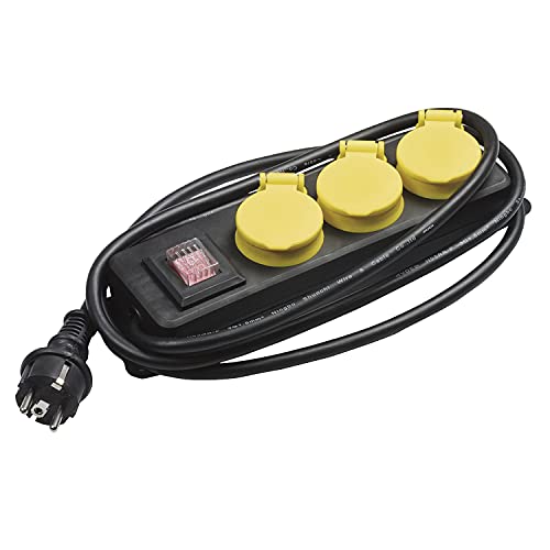 Amig - Mehrere wasserdichte Basis oder Steckdosenleiste mit 3 Steckdosen Mod. 3306 mit Klappdeckel und Schalter, geeignet für den Innen- und Außenbereich, IP44-Steckdosen, 3G-Kabel 1,5 mm², 2 m von Amig