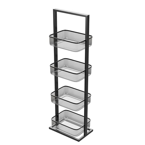 Amig - Mehrzweckregal - 4 Körbe in der Höhe - Schwarzer Stahl - Küchenaufbewahrung für Gemüse und Obst - Maße: 27,6 x 18 x 89,2 cm von Amig