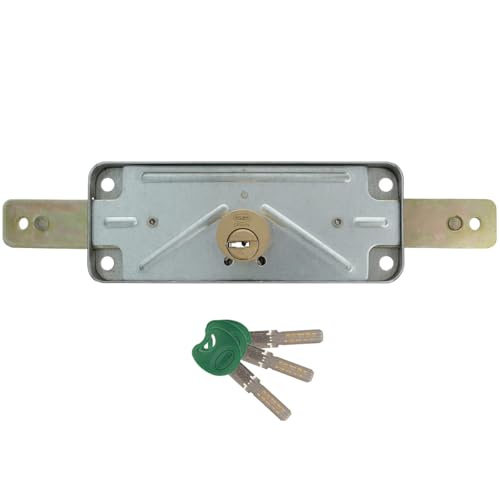 Amig - Türschloss | Metallschloss für Metallrollos | Zylinder: 15mm | Runde Kante | Enthält 3 vernickelte Messingschlüssel | Ideal für Garagen, Lagerhallen und Gewerbeflächen von Amig