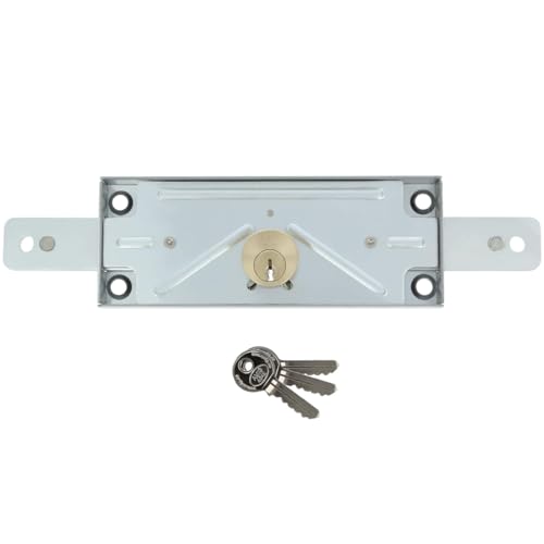 Amig - Türschloss | Metallschloss für Metallrollos | Zylinder: 15mm | Runde Kante | Enthält 3 vernickelte Messingschlüssel | Ideal für Garagen, Lagerhallen und Gewerbeflächen von Amig
