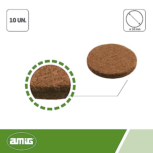 Amig - Möbelbeinschoner | Mod. 80 | Ø 18 mm | Filzkleber | Empfohlen für Holz, Keramik und Parkett | Schützt den Boden vor Kratzern | Brauner Filz von Amig