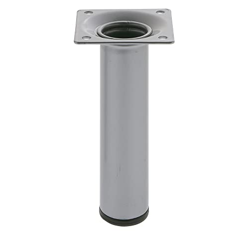 Amig - Möbelfuß rund | Modell 4 | Ø 30 x 250 mm | mit Steuerschraube | 4-Punkt verschraubt | Belastbarkeit bis 15 kg/Bein | Stahl Silber von Amig