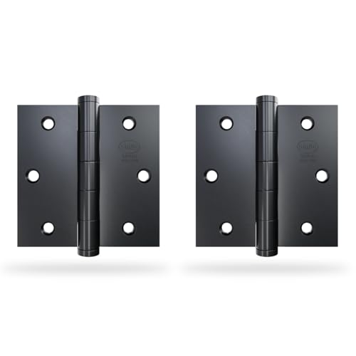 Amig - Pack von 2 festen Scharnieren | 3'' x 3'' (76 x 76 x 2 mm) | Edelstahl 18/8 | Schwarz | Mit flachem Abschluss | Mit quadratischer Ecke von Amig
