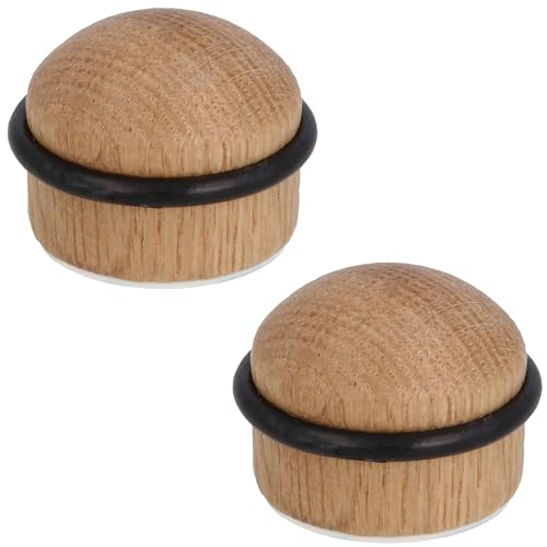 Amig - Packung mit 2 selbstklebenden Türstoppern, Durchmesser 35 x 29 mm, Modell 412, Eichenholz-Finish, Befestigung am Boden, inklusive Schrauben und Dübel für die Installation von Amig