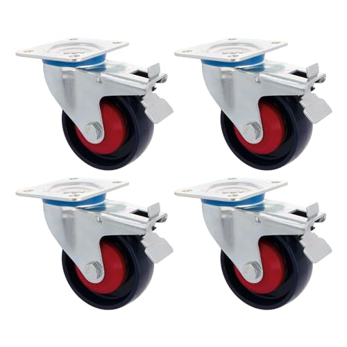 Amig - Packung mit 4 Bremsrollen | Ø 100 mm | Schwenkrollen mit Metallplatte | Maximales Gewicht 250 kg | Für schwere Möbel oder industrielle Karren | Kugellager | Nylonkern | Blau Amig - Packung mit 4 Bremsrollen | Ø 100 mm | Schwenkrollen mit Metallplatte | Maximales Gewicht 250 kg | Für schwere Möbel oder industrielle Karren | Kugellager | Nylonkern | Blau von Amig