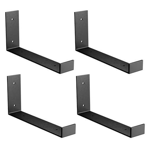Amig - Packung mit 4 geraden Halterungen für Industrieregale | 103 x 211 x 40 mm | Stahl | Farbe: Mattschwarz | Set von 4 Winkeln für Regale | Schwarze Metallwinkel von Amig