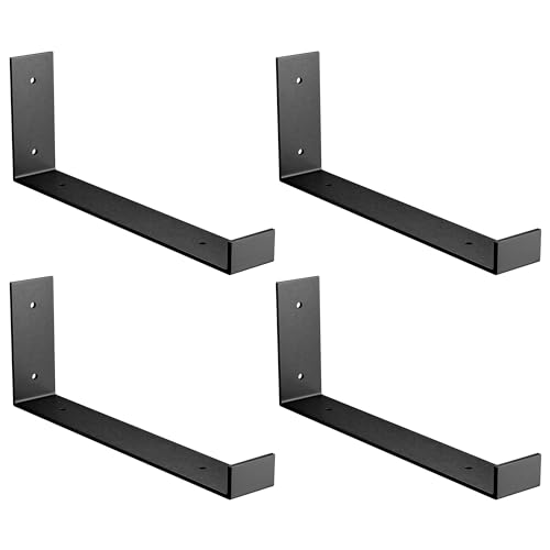 Amig - Packung mit 4 geraden Halterungen für Industrieregale | 103 x 261 x 40 mm | Stahl | Farbe: Mattschwarz | Set von 4 Winkeln für Regale | Schwarze Metallwinkel von Amig