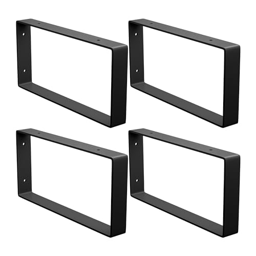 Amig - 4er-Pack Rechteckige Regalhalterungen für Industrie-Regale - 126 x 261 x 30 mm - Mattschwarzer Stahl - Wandhalterung für Regale - Funktionales und Robustes Design - Ideal für Wandregale von Amig