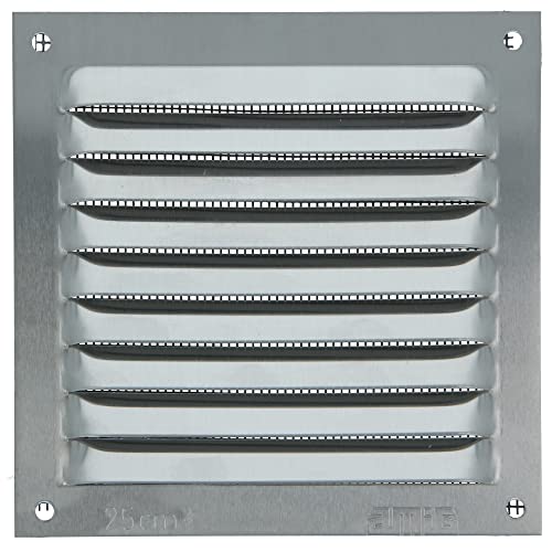 Amig - Quadratisches Lüftungsgitter aus Aluminium mit Moskitonetz | Lüftungsgitter für Luftauslässe | Ideal für Decken | Maße : 100 x 100 mm | Farbe: Silber von Amig