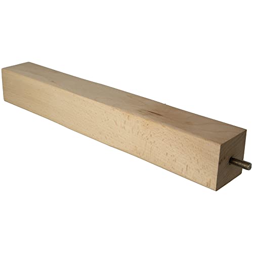 Amig - Quadratische Holzfußstütze | Buchenholzfuß mit natürlicher Oberfläche | Ersatzfüße für Sofas, Betten, Tische | Befestigung: Metallzapfen mit Gewinde M8 | Maße: 50 x 50 x 360 mm von Amig