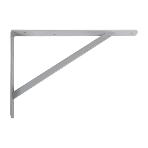 Amig - Regalwinkel Edelstahl | Metallwinkel für Regale | Regalhalterung | Farbe Metallisch Grau | Maße: 600 x 375 mm | Empfohlenes max. Gewicht: 250 kg von Amig