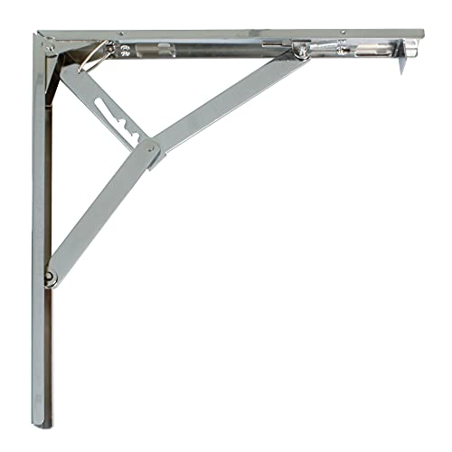 Amig - Regalwinkel Edelstahl Mod. 8 | Klappkonsole für Regale | Regalhalterung | Farbe: Chrom | Maße: 200 x 185 mm | Empfohlenes max Gewicht: 50 kg von Amig