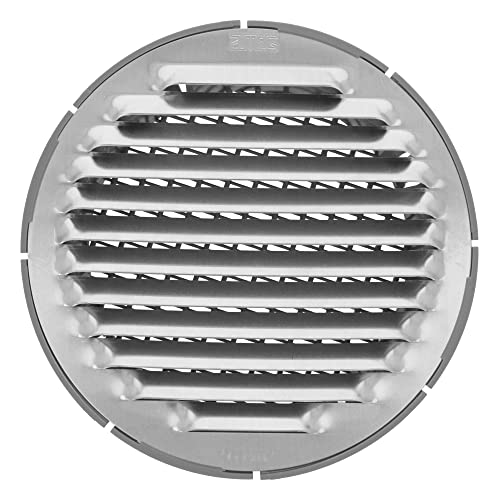 Amig - Rundes Lüftungsgitter aus Aluminium mit Moskitonetz | Lüftungsgitter für Luftauslässe | Ideal für Küchen- und Badezimmerdecken | 12 cm Durchmesser | Farbe: Silber von Amig