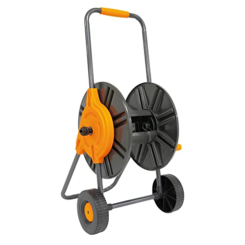 Amig - Schlauchwagen | für 1/2" Schläuche | max. 60m gerollt | mit Kurbel zum einfachen Aufrollen | Polypropylen | Orange und Grau von Amig