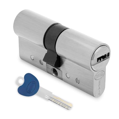 Amig - Schließzylinder | Sicherheitszylinderschloss | Aus Messing | Bohr und Stoßschutz | Oberfläche: Mattchrom | Maße: 80 mm (40-40) von Amig