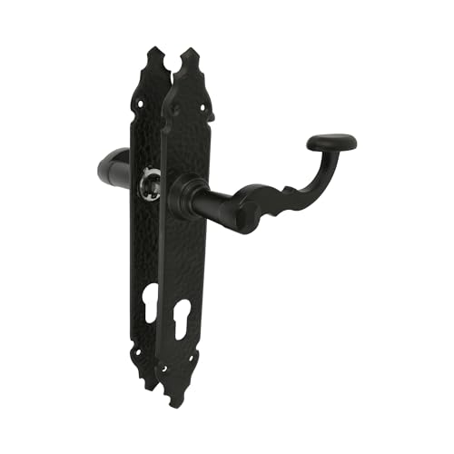 Amig - Set mit 2 Türklinken für Innentüren Mod.100PB90 | Schlüsselrosette bei 90 mm | 280 x 45 x 3,5 mm | Vierkantstift 8 mm | Zur Verwendung mit Einsteckschlössern | Aus Zamak in Schwarz von Amig