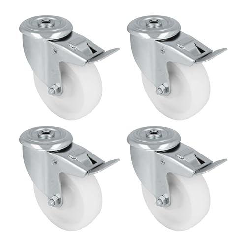 Amig - Set mit 4 Bremsrollen | Ø 100 x 32 mm | Drehbare Rollen mit Loch | Maximale Belastung 200 kg | Zum Bewegen schwerer Möbel | Rollenlager | Nylonkern | Weiß Amig - Set mit 4 Bremsrollen | Ø 100 x 32 mm | Drehbare Rollen mit Loch | Maximale Belastung 200 kg | Zum Bewegen schwerer Möbel | Rollenlager | Nylonkern | Weiß von Amig