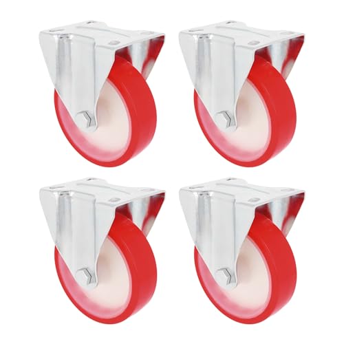 Amig - Set mit 4 starren Rädern | Ø 125 mm | Metallhalterung | Maximale Belastung 170 kg | Zum Bewegen schwerer Möbel oder Haushaltsgeräte | Rollenlager | Weißer Nylonkern | Rotes Polyurethan Amig - Set mit 4 starren Rädern | Ø 125 mm | Metallhalterung | Maximale Belastung 170 kg | Zum Bewegen schwerer Möbel oder Haushaltsgeräte | Rollenlager | Weißer Nylonkern | Rotes Polyurethan von Amig