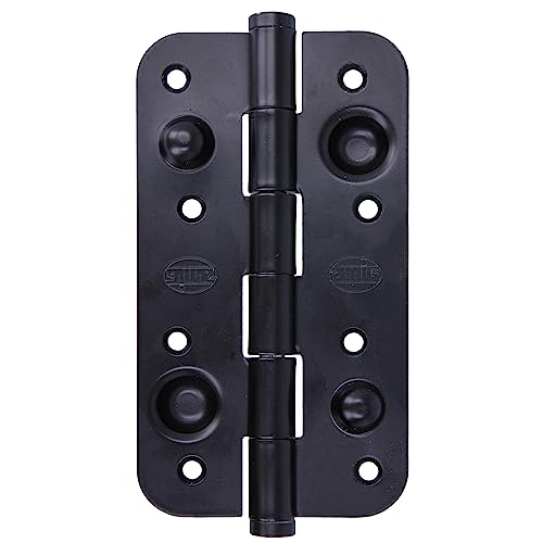 Amig - Sicherheitsscharnier für Türen, abgerundete Kanten, geräuschloses Öffnen und Schließen, sicheres Halten von Eingangstüren, aus Stahl, schwarz, 150 x 82 x 3 mm von Amig