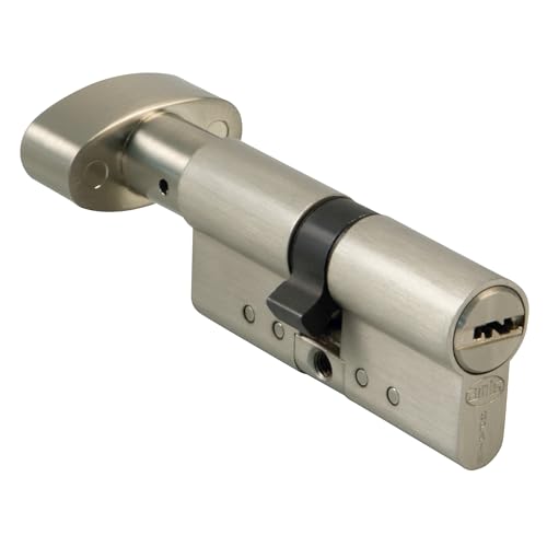 Amig - Sicherheitszylinder mit Drehknauf | Türschloss | Hochsicherheitszylinder | Anti-Picking und Anti-Bumping | Inklusive 5 Schlüssel | Matt Verchromt | Maße: 70 (35-35 mm) von Amig