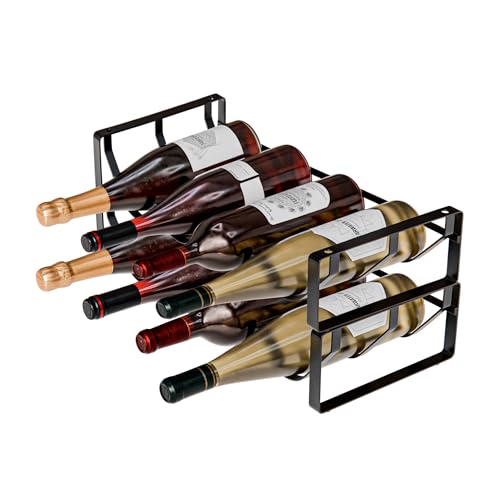 Amig - Stapelbares Flaschenregal für 8 Flaschen – 2er-Pack aus schwarzem Stahl – Flaschenhalter für Küche, Speisekammer, Esszimmer oder Keller – Maße: 41 x 20,5 x 21 cm Amig - Stapelbares Flaschenregal für 8 Flaschen – 2er-Pack aus schwarzem Stahl – Flaschenhalter für Küche, Speisekammer, Esszimmer oder Keller – Maße: 41 x 20,5 x 21 cm von Amig