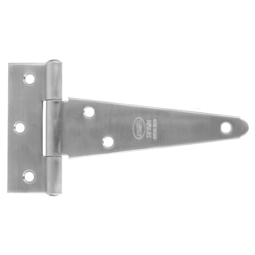 Amig - T-Scharnier Modell 550INOX | Für glatte Eingangs- und Durchgangstüren, Innen- und Außenbereich, Schränke | 200 x 102 x 2,8 mm | Edelstahl | Matt | Schnelle und einfache Montage von Amig
