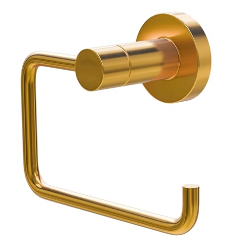 Amig - Toilettenpapierhalter Mod. Gorliz-4 | WC-Rollenhalter Mit Schrauben inklusive | 125 x 63 x 97 mm | Edelstahl und Zamak | Matt Gold von Amig
