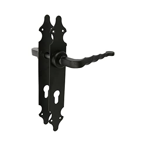Amig - Türgriff-Set | Glatte Platte | 280 x 45 mm | Maulschlüssel auf 90 mm | Ideal zur Erhöhung der Privatsphäre eines Raumes | Stahlplatte und schwarzer Zamak-Griff Amig - Türgriff-Set | Glatte Platte | 280 x 45 mm | Maulschlüssel auf 90 mm | Ideal zur Erhöhung der Privatsphäre eines Raumes | Stahlplatte und schwarzer Zamak-Griff von Amig