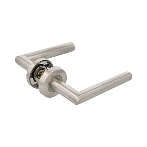 Amig - Türgriff-Set mit Rosette für Türen | Mod. 37RX | 120 x Ø19 mm | Vierkant 8 mm | Elegantes und schlichtes Design | Edelstahl 18/8 matt silber von Amig