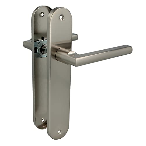 Amig - Türgriffe mit Stahlplatte | Mod. MAI PB | 240 x 45 mm | 8 mm Quadrat | Elegantes und einfaches Design | Ohne Schlüssel | gebürstetes Aluminium Nickel von Amig